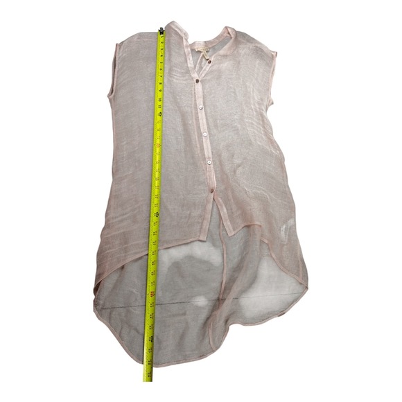 Eileen Fisher Womens Small Tunic Top Pink Linen Open Knit Button Front Hi Low - Picture 13 of 14